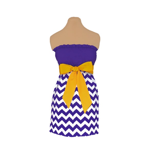 Purple + Bright Gold Chevron Game Day Dress