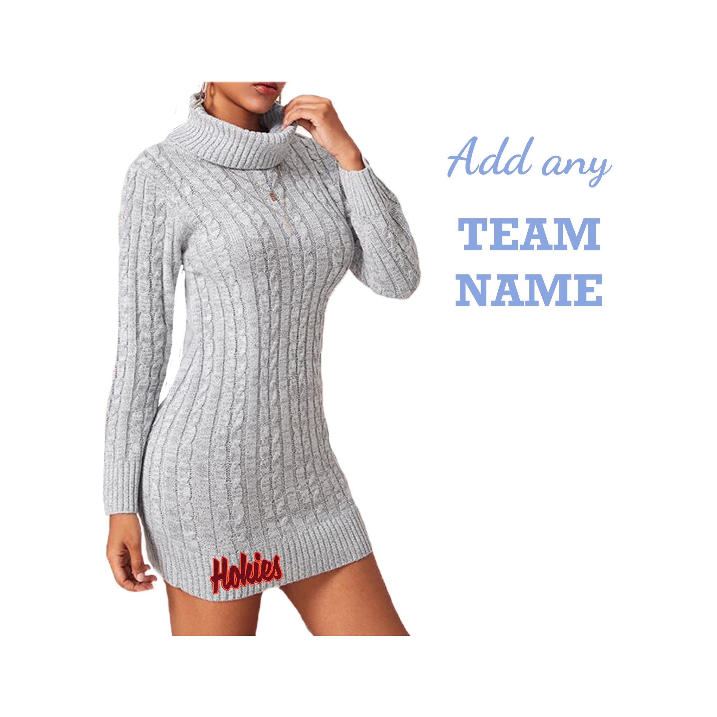 Game Day Turtleneck Sweater Dress With Team Name