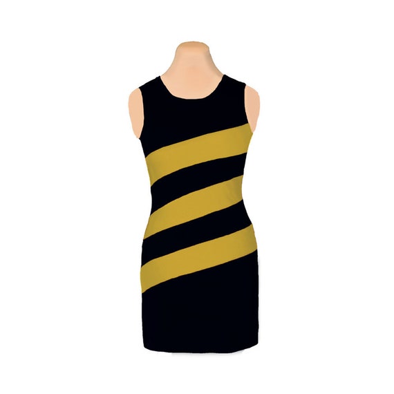black and gold stripe dress