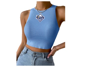 Rays Ribbed Knit Crop Top