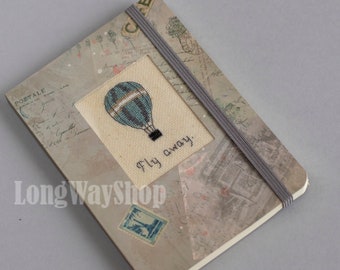 Fly Away Balloon stitched travel-style notebook