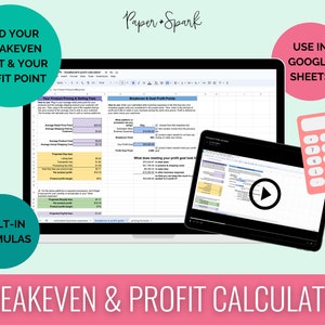 Breakeven & profit spreadsheet by Paper + Spark, product pricing calculator