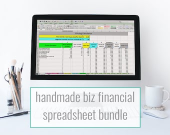 Etsy Financial Spreadsheet bundle - monthly bookkeeping template, pricing & inventory spreadsheet for makers and Etsy sellers
