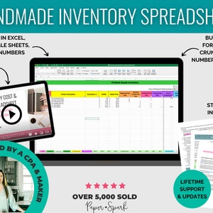 Handmade Inventory Spreadsheet - pricing template, inventory tracking, and cost of goods calculator for makers