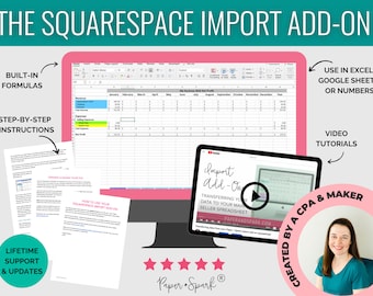 SquareSpace import add on - bookkeeping template for SquareSpace sellers - accounting spreadsheet