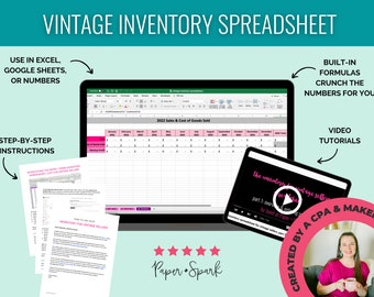 Inventory Spreadsheet for Vintage Sellers - Etsy vintage inventory and purchasing tracking template