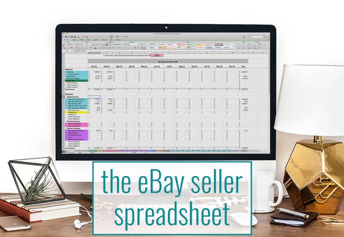 Ebay Seller Spreadsheet Bookkeeping Template for Ebay Etsy