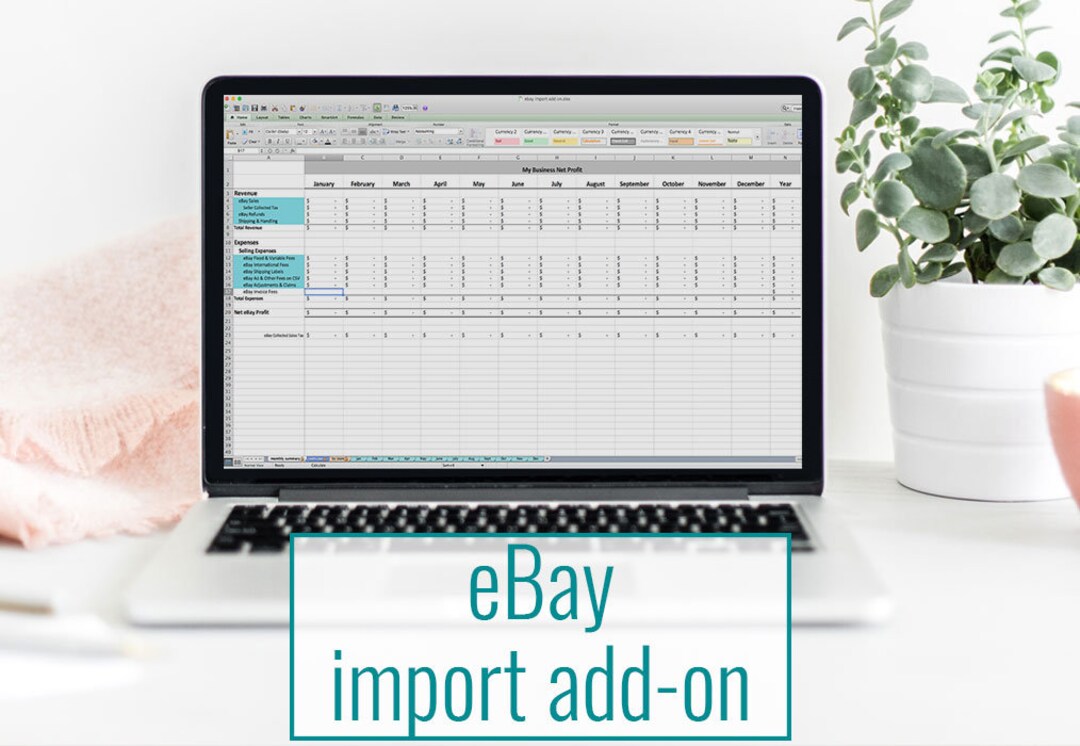 Ebay Import Add on Bookkeeping Spreadsheet for Ebay Sellers Etsy