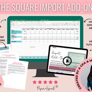 Square import-tillägg - bokföringsmall för Square-säljare - redovisningskalkylblad