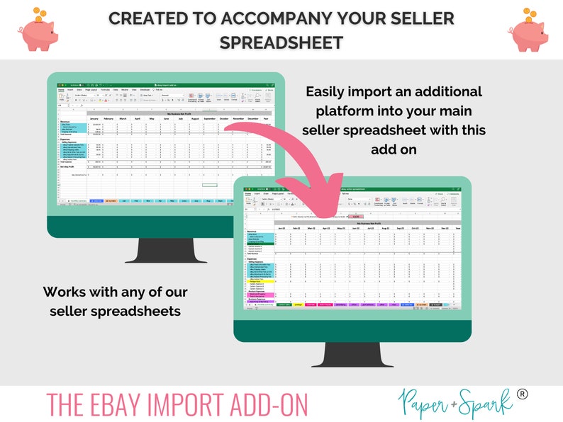 Ebay Import Add on Bookkeeping Spreadsheet for Ebay Sellers Accounting
