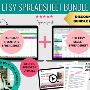 Etsy Financial Spreadsheet-paket - mall för månatlig bokföring, prissättning och lagerkalkylblad för skapare och Etsy-säljare