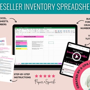 Inventory for Resellers spreadsheet inventory tracking, pricing, and cost of goods sold for retailers, supply shops, and resellers image 1