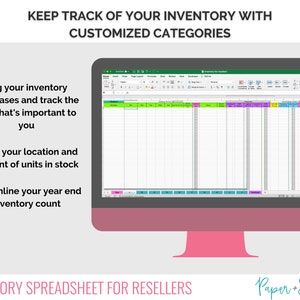 Inventory for Resellers spreadsheet inventory tracking, pricing, and cost of goods sold for retailers, supply shops, and resellers image 3