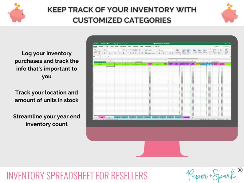 Inventory for Resellers spreadsheet inventory tracking, pricing, and cost of goods sold for retailers, supply shops, and resellers image 3