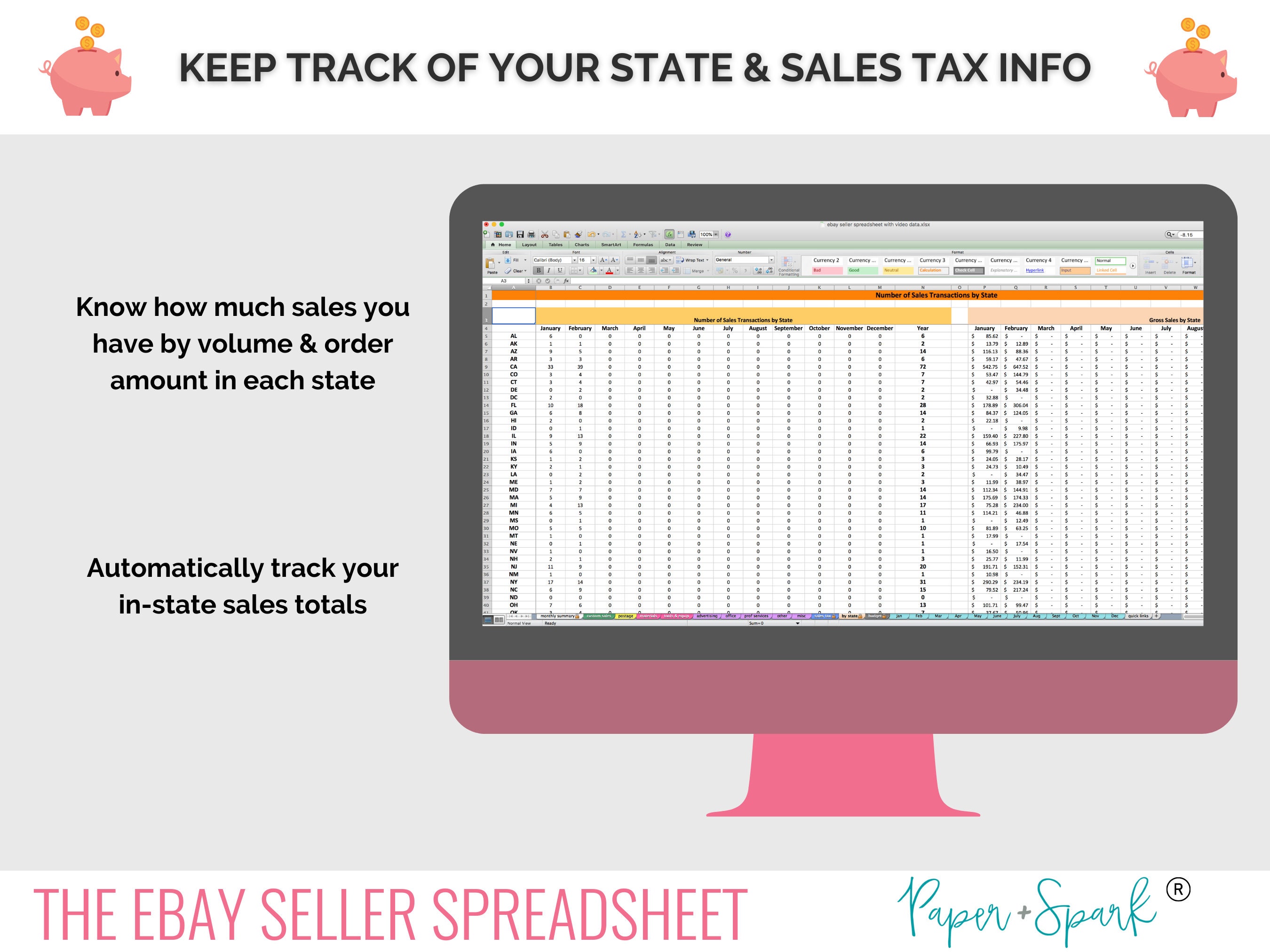 Ebay Seller Spreadsheet Bookkeeping Template for Ebay Sellers Ebay