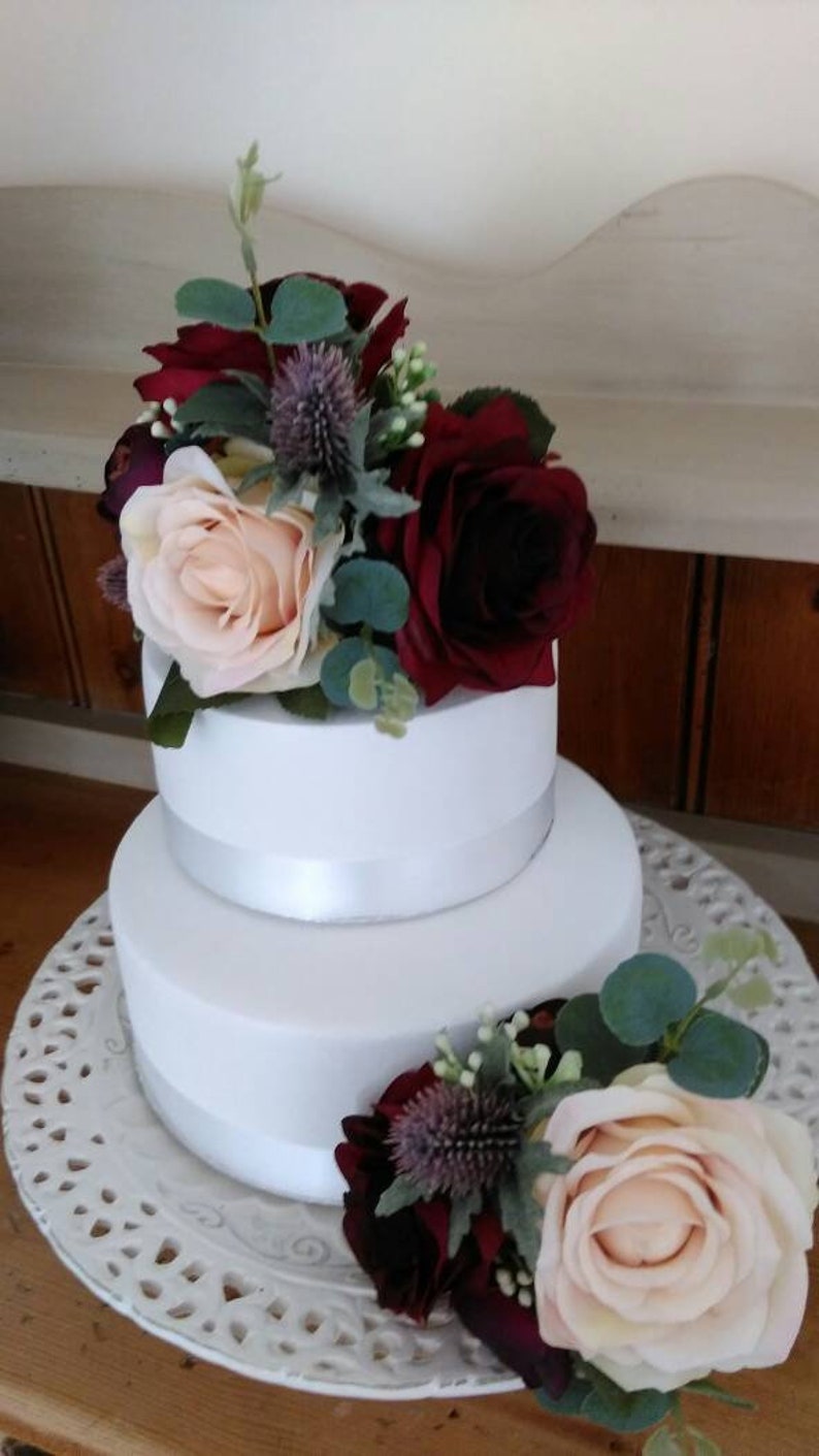 Blush Pink Burgundy Roses Thistles Ranunculus Eucalyptus Etsy