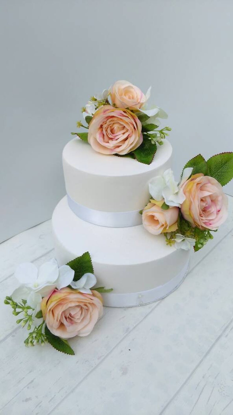Blush Pink Artificial Silk Wedding Cake Flowers Cake Topper Etsy