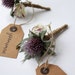 Artificial Rustic  Thistle and purple Ranunculus Buttonhole. Boutonniere. Corsage. Wedding flowers. 