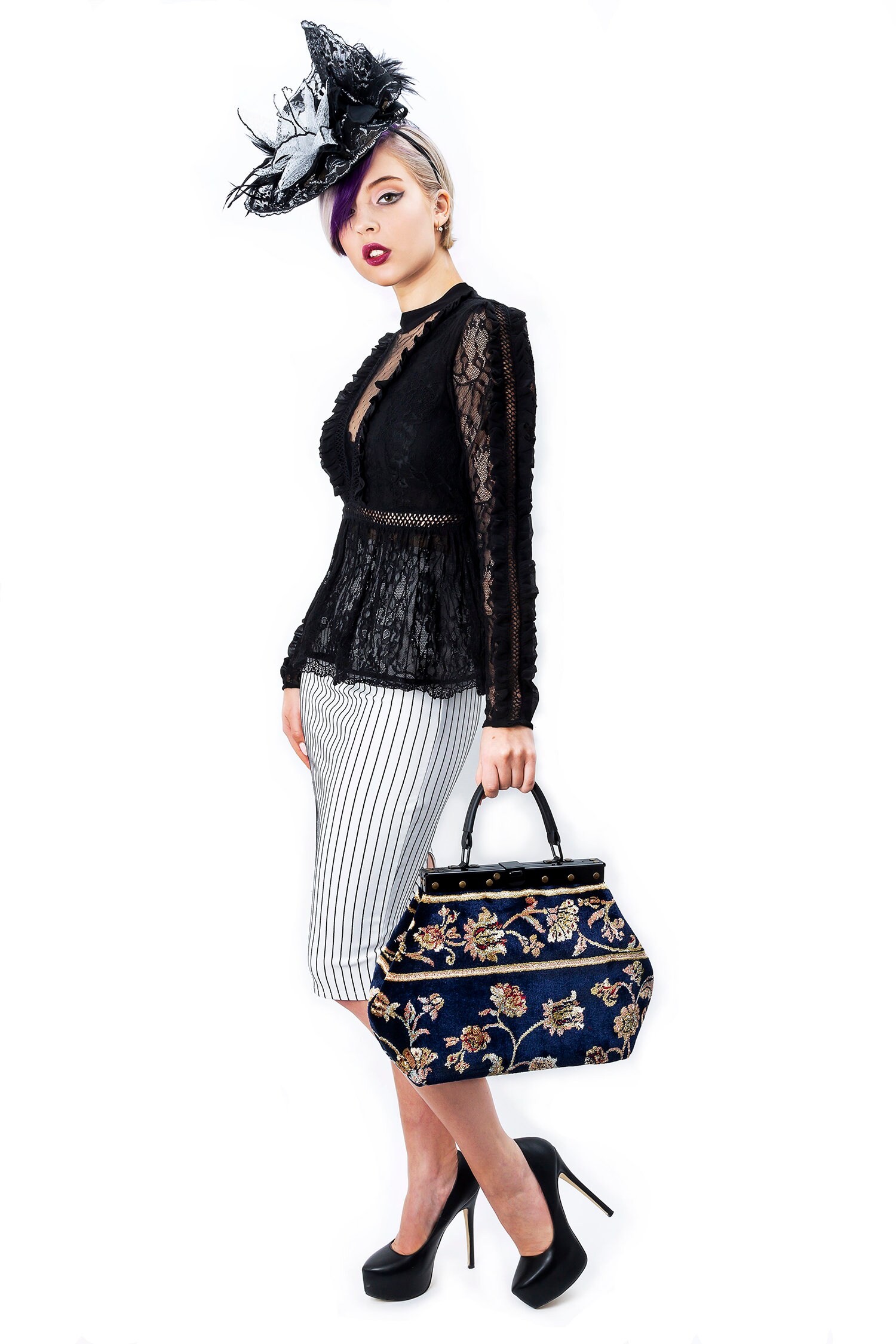 Classic Gladstone Carpet Bag Heirloom Pergola Navy Mary Etsy UK