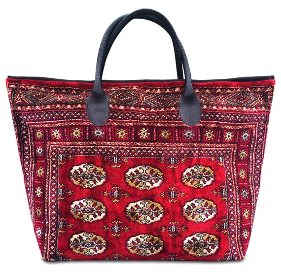 Vintage style Carpet Bag Tote Bag Weekend Luggage Voyager Etsy