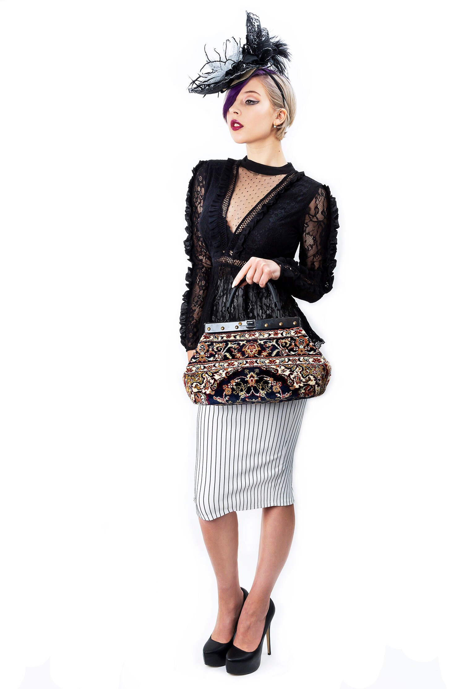 Small Gladstone Carpet Bag Exquisite Palace Navy Mary Etsy UK