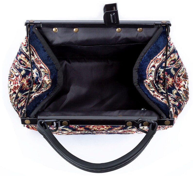 Small Gladstone Carpet Bag Exquisite Palace Navy Mary Etsy UK