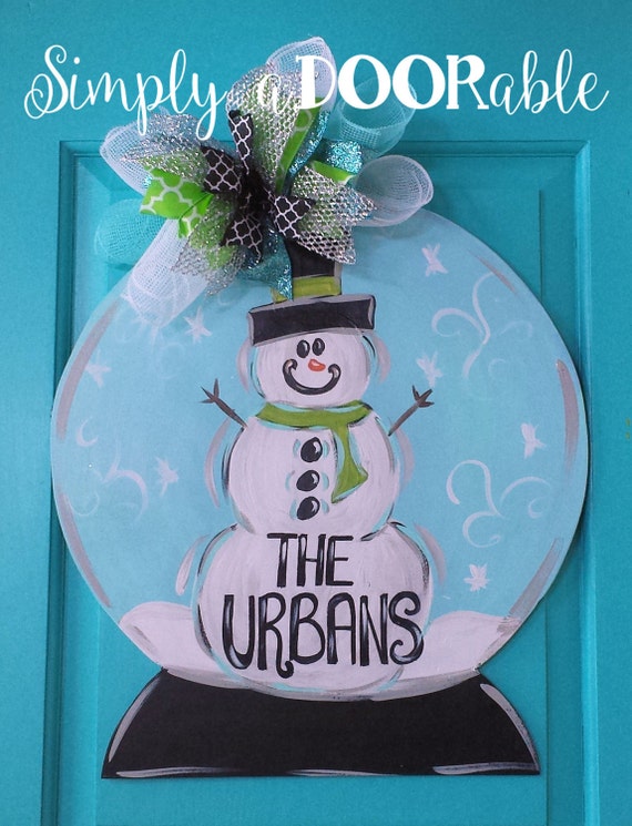 Snow Globe Wood Door Hanger By Simplyadoorable Winter Door Etsy