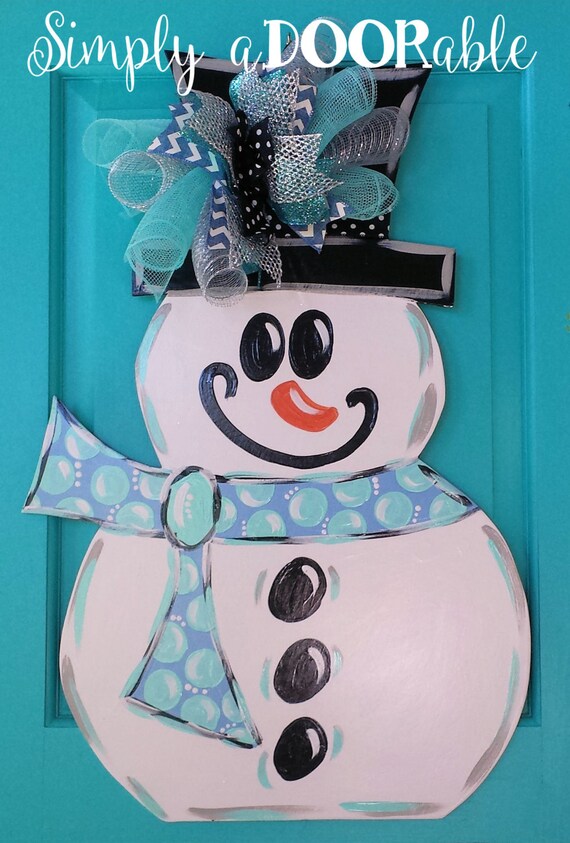 Snowman Wood Door Hanger By Simply Adoorable Winter Door Etsy
