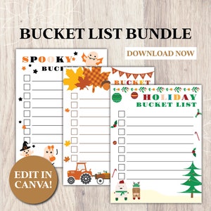 Holiday Bucket List Bundle  |  Print at Home  |  Halloween |  Thanksgiving/Autumn  |  Christmas  |  Digital File