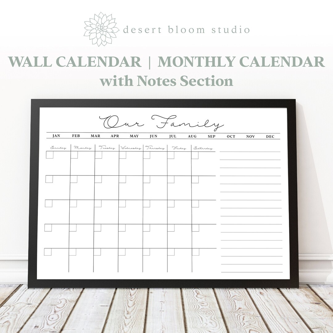 Print at Home Family Calendar | Wall Calendar | Monthly Calendar With ...