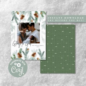 Christian Holiday Christmas Card | Photo Card | Editable Template, Printable, Instant Download | Corjl