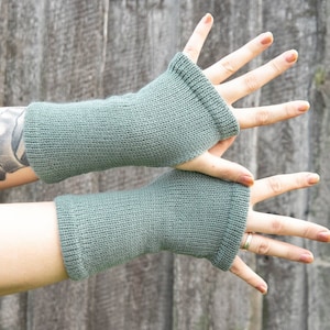 Knit mittens merino wool fingerless gloves Wrist warmers  duck egg   green  handmade gloves  Gift
