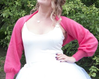 Wedding Bolero Bridal Shrug Handmade jacket knit CoverUp Soft Mohair silk Cardigan Bridesmaid jacket