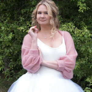 Bridal Bolero Knit bolero mohair silk Wedding shrug Wedding sweater Bridal Cover up  Wedding jacket Bridal wrap Bridesmaid  Old rose cape