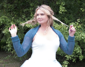Veste de mariée tricotée, boléro de mariée, pull en mohair et soie, châle doux fait main pour demoiselle d'honneur