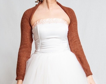 Boléro de mariage en soie d'alpaga, haussement d'épaules de boléro de mariée, boléro pour demoiselles d'honneur, cardigan fait main, cape de mariage, haussement d'épaules de veste boléro
