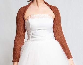 Bolero da sposa, maglione da damigella d'onore, scrollata di spalle da sera, bolero lavorato a maglia, bolero morbido, coprispalle da sposa mantello lavorato a maglia coprispalle in seta alpaca spazzolata fatta a mano