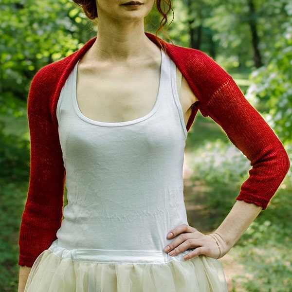 Pull de demoiselle d'honneur en tricot boléro rouge, pull en mohair, veste de mariage, couverture de soirée