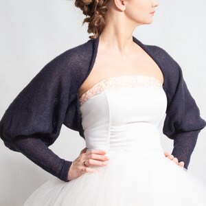 Bridal Bolero wedding bolero knit mohair silk bridal shrug puff sleeve fashion Bridal Cover up bridesmaid bolero wedding jacket sweater image 4