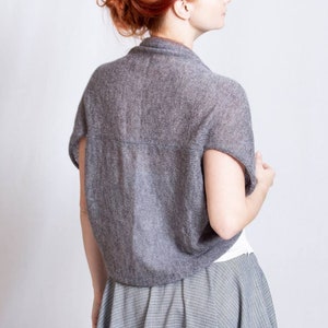 Mohair Jacket Knit Gray wrap Women cover up handmade vest evening cover up image 2