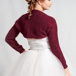 Bolero de boda, suéter nupcial encogimiento de hombros nupcial, chaqueta bolero de punto, bolero suave, vestido Cubrir capa de dama de honor cálido encogimiento de hombros de seda de alpaca imagen 5