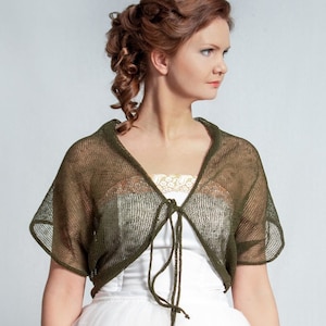 Linen bolero Knit Linen cover up wrap Khaki bolero shrug summer top summer weddings boho cardigan linen jacket summer weddings