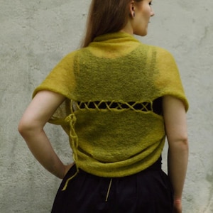 Bolero Jacke stricken Mohair Shrug chartreuse Bolero grün Umhang Brautjungfer Shrug Hochzeitsjacke Abend Shrug Brautjungfern Weste warm Top