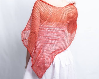 Linnen Poncho Knit wrap chunky gebreide accessoires Coral cape