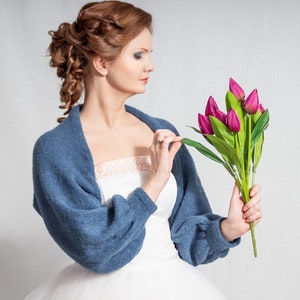 Wedding Bolero, Bridal sweater, Bridal shrug, Knit bolero, soft bolero, Bridal Cover up bridesmaid cape Drops Yarn brushed alpaca silk shrug