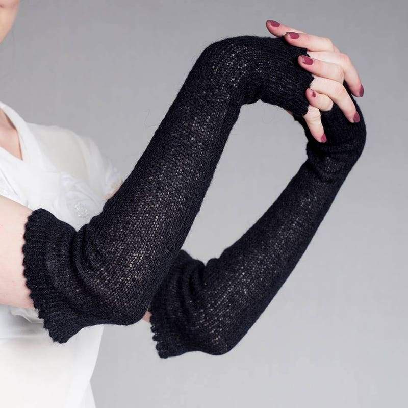 Long Knit Gloves Etsy