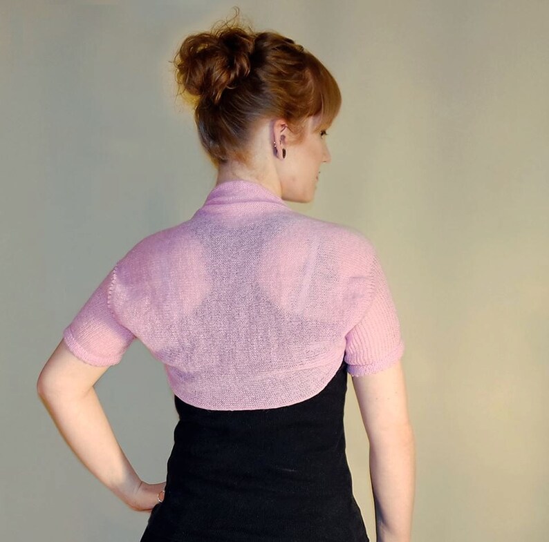 Pink bolero Bridesmaid shrug mohair Wedding Bolero Bridal Shrug Bridesmaid Cover up sweater evening jacket bolero Knit short sleeve shrug