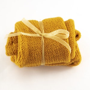Vingerloze handschoenen mosterdarmwarmers gele wanten gebreid Boho handgemaakt cadeau afbeelding 2