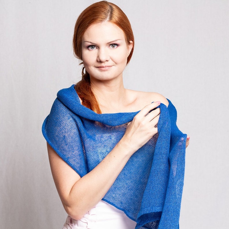 Natural Linen Scarf Knit Scarf Summer Wrap Linen Scarf Linen Etsy