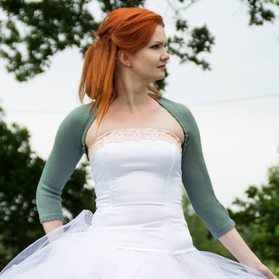 Duck Egg Green Merino Wool Wedding Bolero Shrug